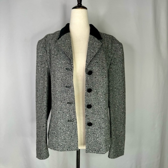 Vintage Pendleton jacket black white tweed wool blend made in USA velvet 12 - Picture 2 of 9